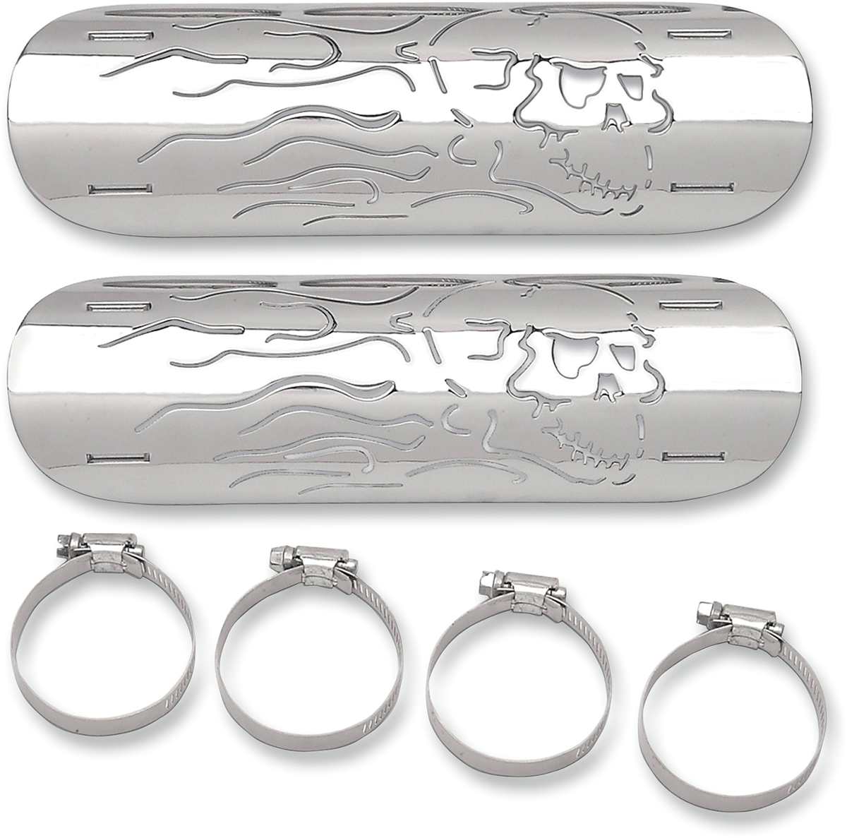 DRAG SPECIALTIES Flaming Skull Heat Shields - Flame Skull Heat Shields 1861-0102