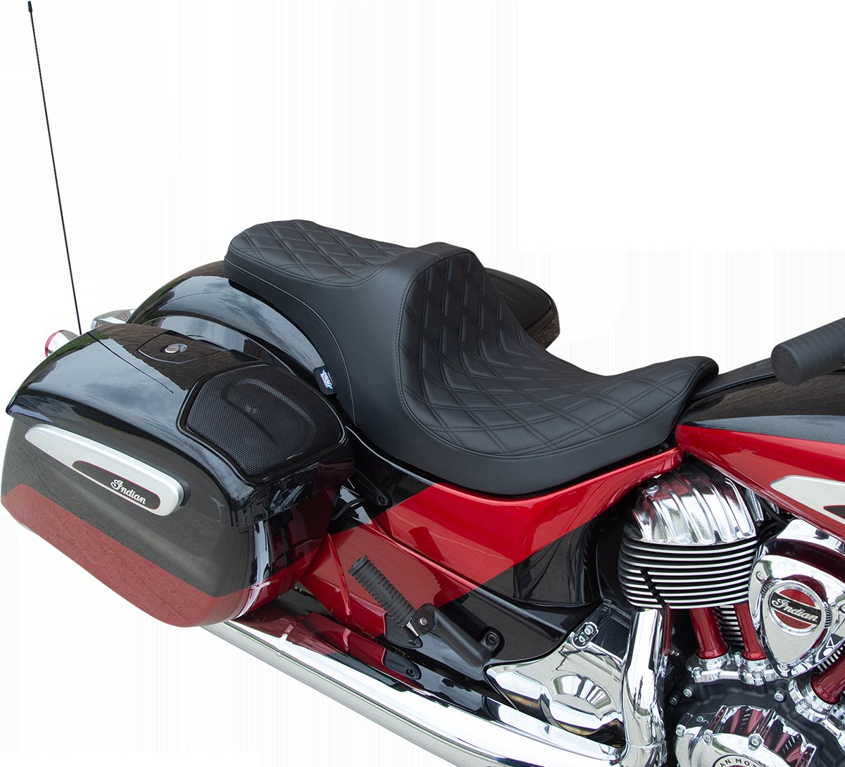 DRAG SPECIALTIES SEATS Forward Positioned Predator III Seat - Predator III Seat / Forward Positioning / Double Diamond / Black Stitching / Indian '14-'22 0810-2270