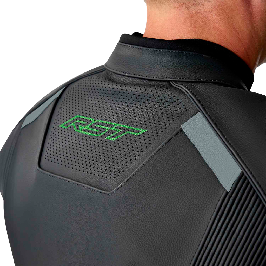 RST S-1 CE Men's Leather Jacket - Black / Grey / Fluorescent Green - View 17