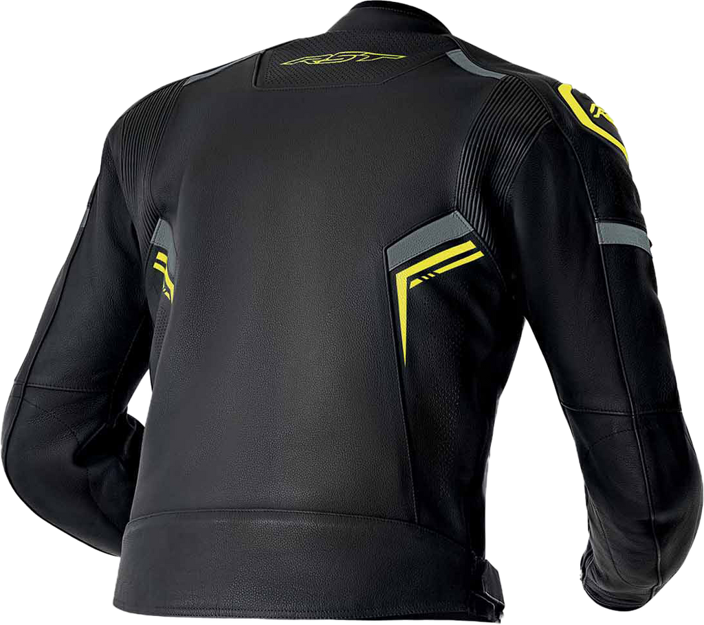 RST S-1 CE Men's Leather Jacket - Black / Grey / Fluorescent Yellow - View 8