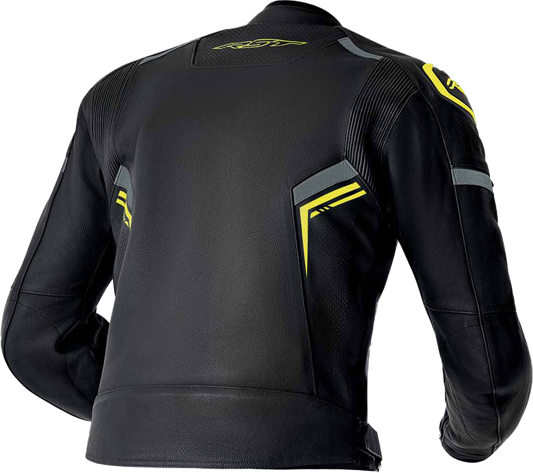 RST S-1 CE Men's Leather Jacket - Black / Grey / Fluorescent Yellow - View 8
