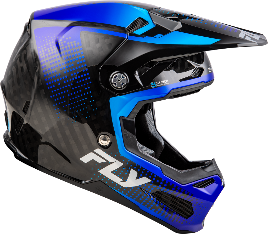 FLY Racing Formula S Carbon Protocol Helmet - Black Carbon / Blue - View 4