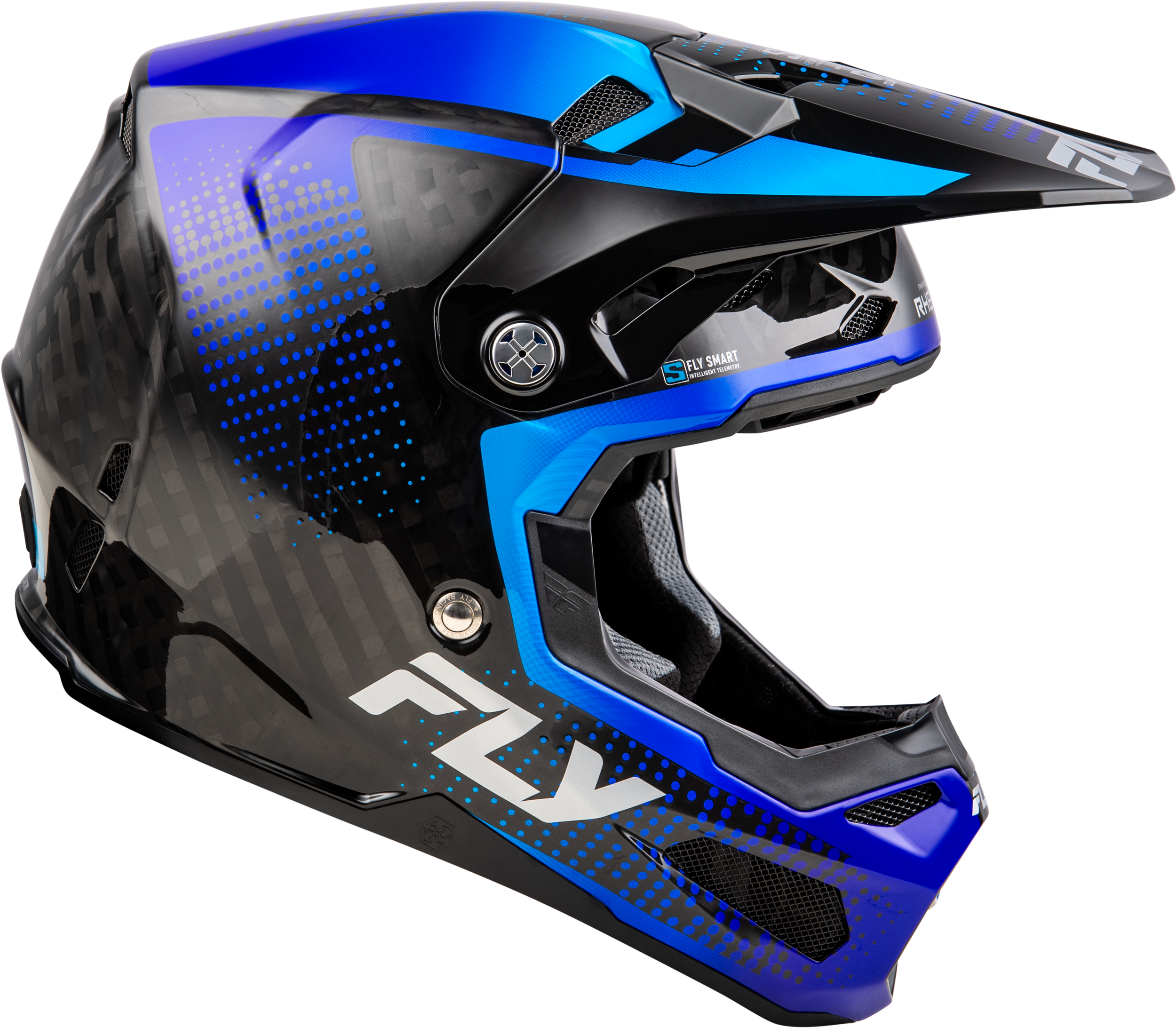FLY Racing Formula S Carbon Protocol Helmet - Black Carbon / Blue - View 4