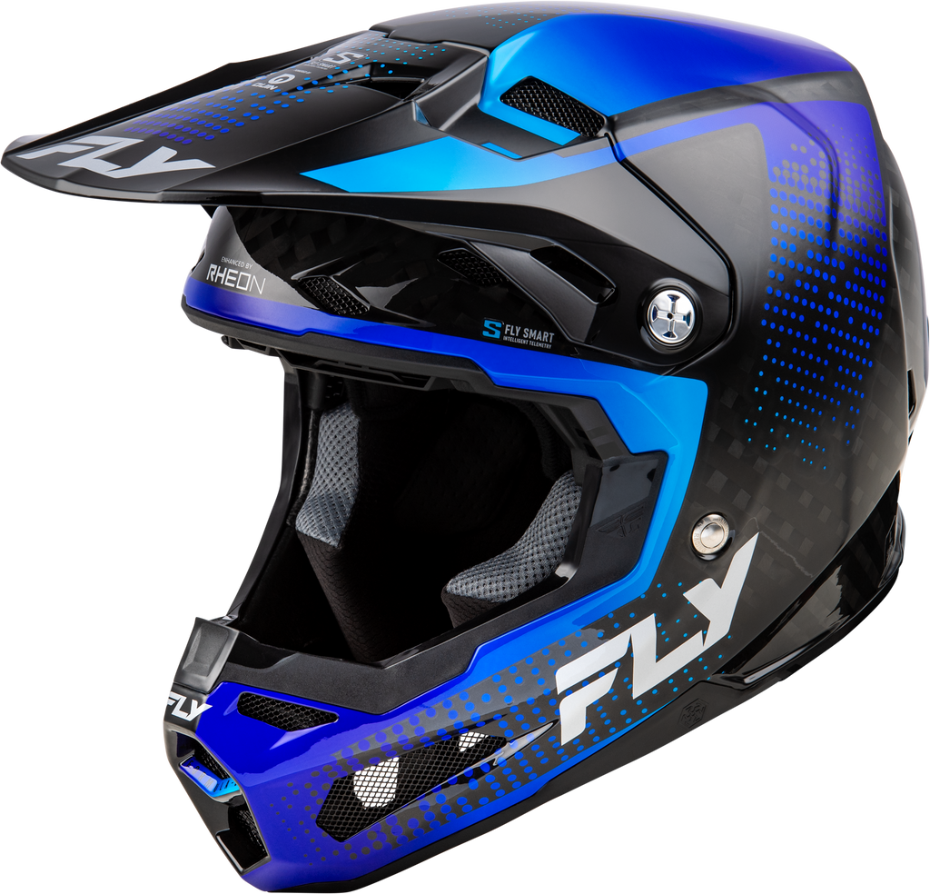 FLY Racing Formula S Carbon Protocol Helmet - Black Carbon / Blue - View 1