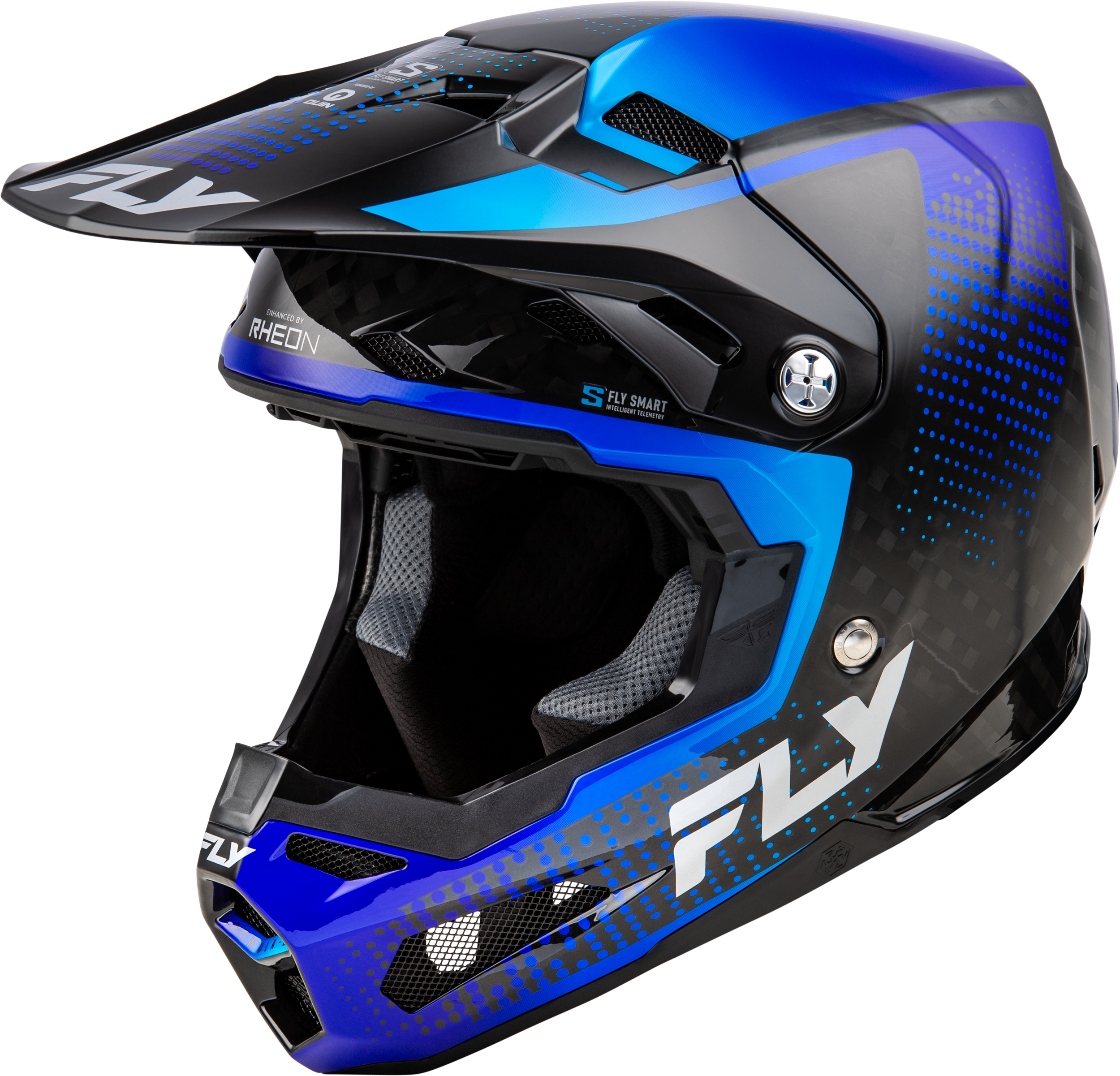 FLY Racing Formula S Carbon Protocol Helmet - Black Carbon / Blue - View 1