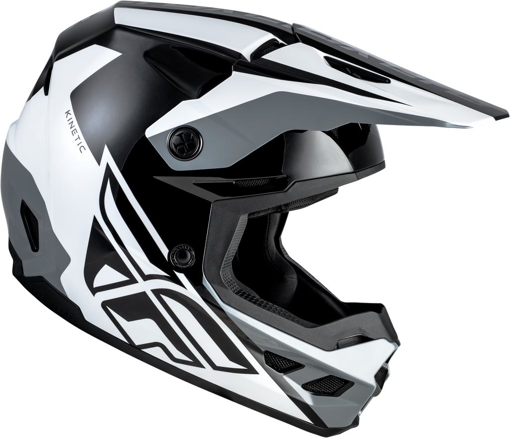 FLY Racing Kinetic Crest Helmet (2026) - Black / White / Grey - View 13