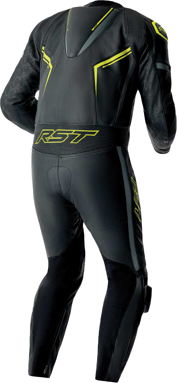 RST S1 D3O Leather Suit - Black / Grey / Fluorescent Yellow - View 7