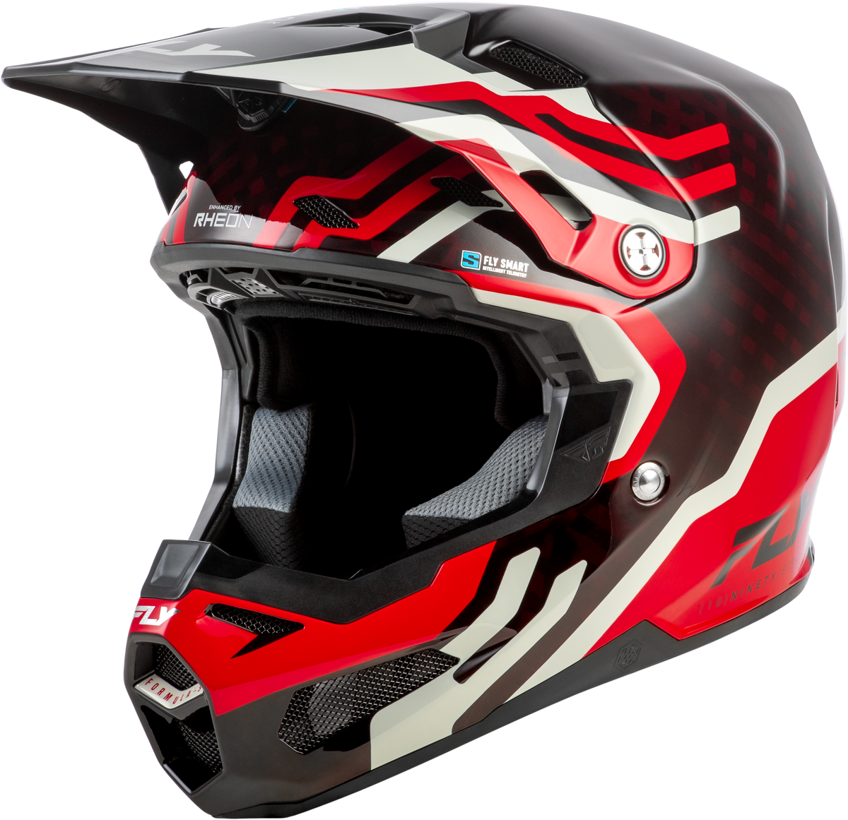 FLY Racing Formula S Carbon Byte Youth Helmet (2026) - Red Carbon / Red / Grey - View 4