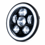 Eagle Lights 7" LED Headlight and 4.5" LED Passing Light Kit with Halo Rings for Harley-Davidson® & Indian® Motorcycles - Generation III / Black / Halo Ring