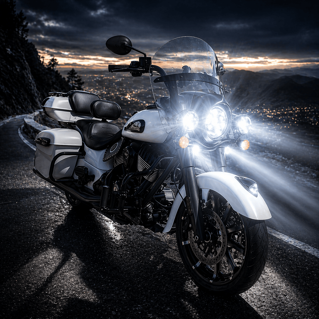 Eagle Lights 7" LED Headlight and 4.5" LED Passing Light Kit for Harley-Davidson® and Indian® Motorcycles - Generation III / Black