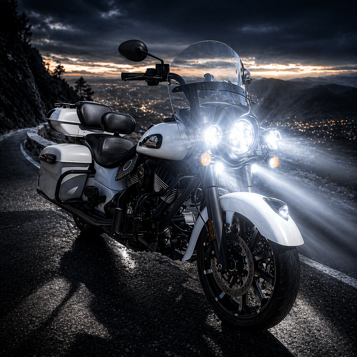 Eagle Lights 7" LED Headlight and 4.5" LED Passing Light Kit for Harley-Davidson® and Indian® Motorcycles - Generation III / Black