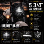 Eagle Lights Infinity Beam Series 5-3/4" Round LED Headlight for Harley-Davidson® and Indian® Motorcycles