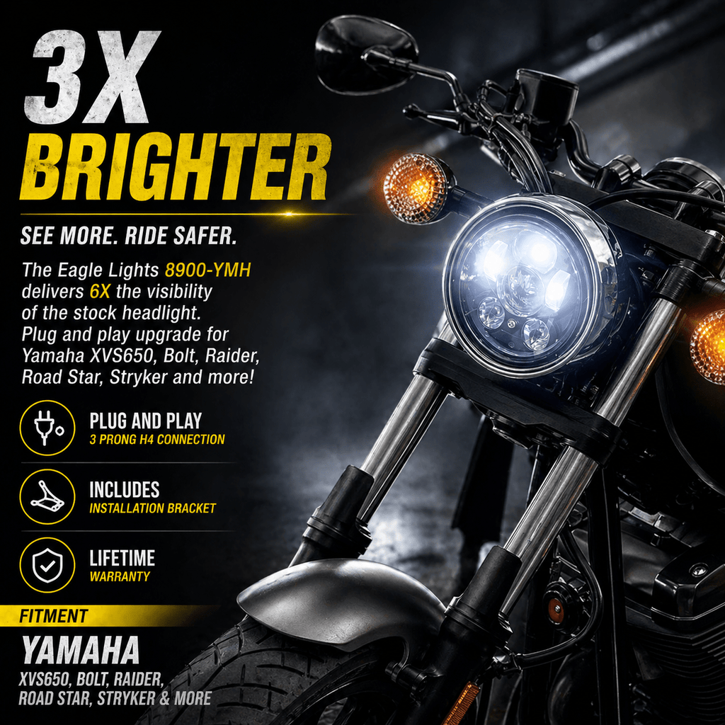 Eagle Lights 5 3/4" LED Headlight for Yamaha XVS650, Bolt, Raider, Road Star, Stryker Models