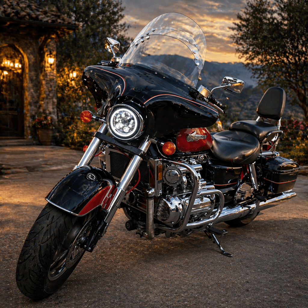 Eagle Lights 1997-2003 Honda Valkyrie Round Projection LED 7" Headlight and 4.5" Passing Lights