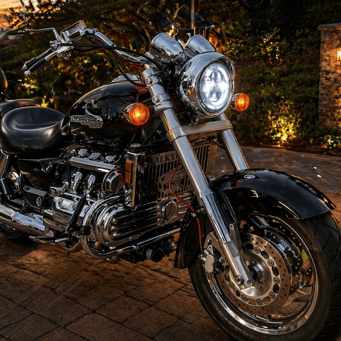 Eagle Lights 1997-2003 Honda Valkyrie Round Projection LED 7" Headlight and 4.5" Passing Lights