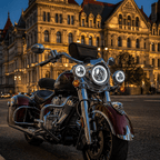 Eagle Lights 7" LED Headlight and 4.5" LED Passing Light Kit with Halo Rings for Harley-Davidson® & Indian® Motorcycles - Generation III / Chrome / Halo Ring