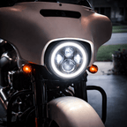 Eagle Lights 7" LED Headlight with LED Halo Ring for Harley-Davidson® and Indian® Motorcycles - Generation I /  Black Kit