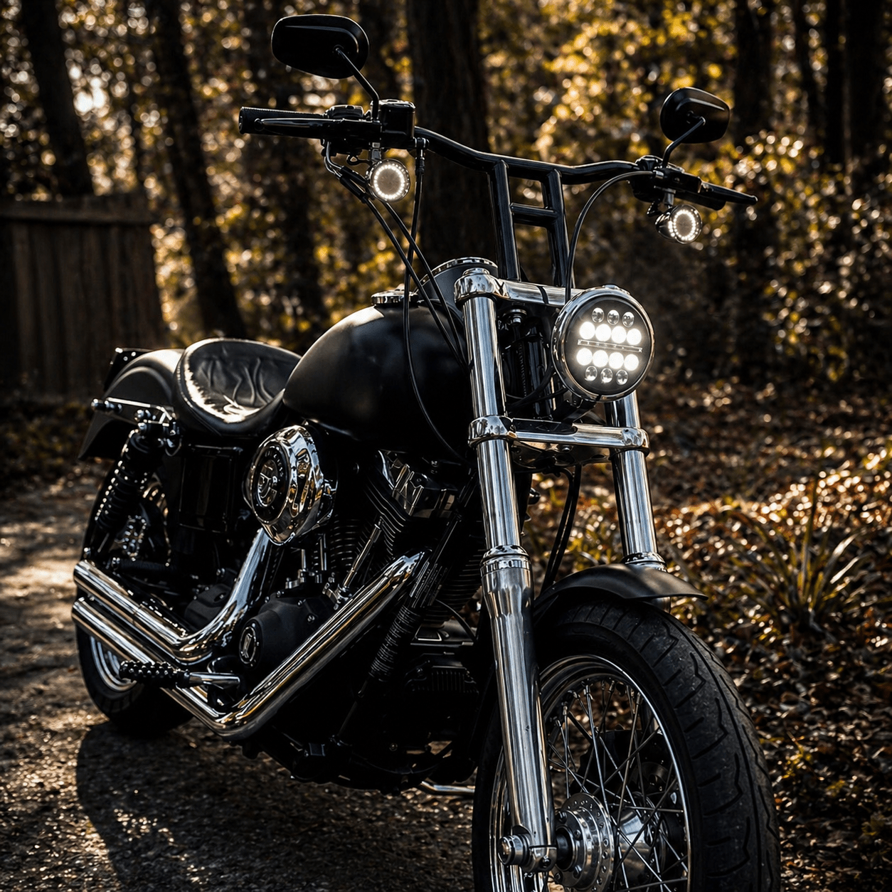 Eagle Lights 5 3/4" / 5.75" Slim Line Multi LED Projection Headlight - Black - Fits All 5 3/4" Harley-Davidson® and Indian® Headlight Buckets