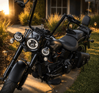 Eagle Lights 7" LED Headlight and 4.5" LED Passing Light Kit with Halo Rings for Harley-Davidson and Indian Motorcycles - Generation I / Black