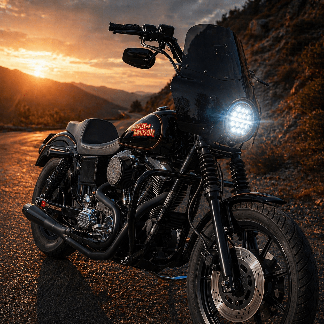 Eagle Lights 5 3/4" / 5.75" Slim Line Multi LED Projection Headlight - Black - Fits All 5 3/4" Harley-Davidson® and Indian® Headlight Buckets