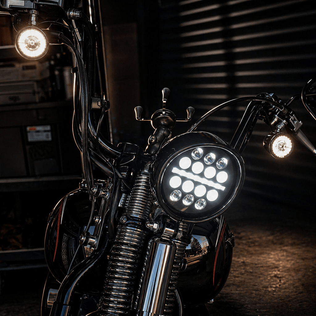 Eagle Lights 5 3/4" / 5.75" Slim Line Multi LED Projection Headlight - Black - Fits All 5 3/4" Harley-Davidson® and Indian® Headlight Buckets