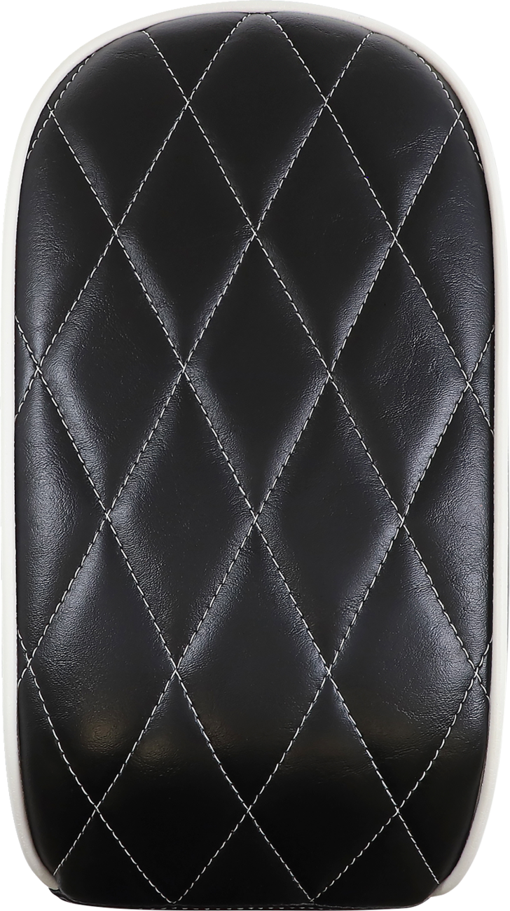 LE PERA Bare Bones Series Pillion Pad — White Piping/Diamond Stitch