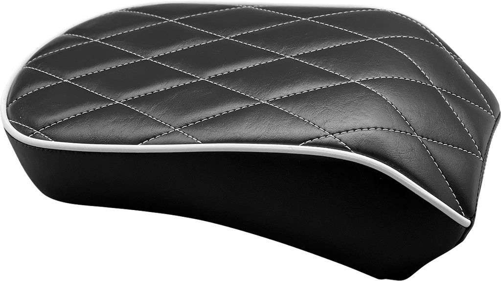 LE PERA Bare Bones Series Pillion Pad — White Piping/Diamond Stitch