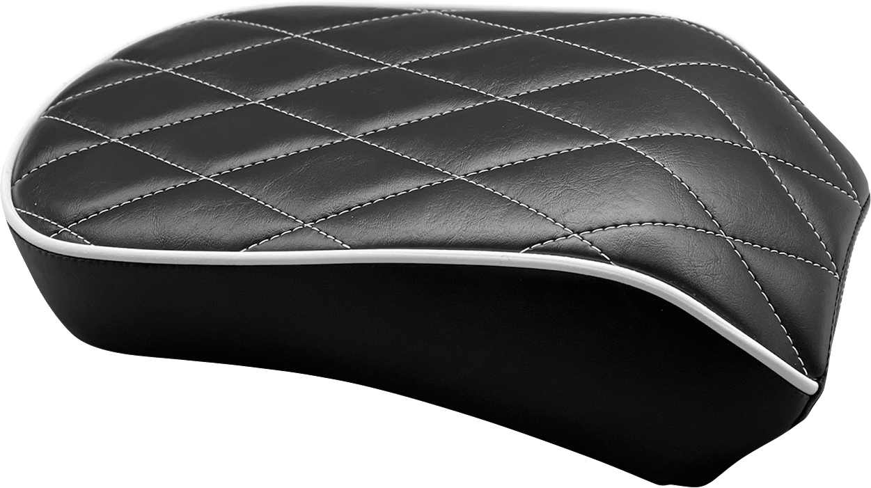 LE PERA Bare Bones Series Pillion Pad — White Piping/Diamond Stitch