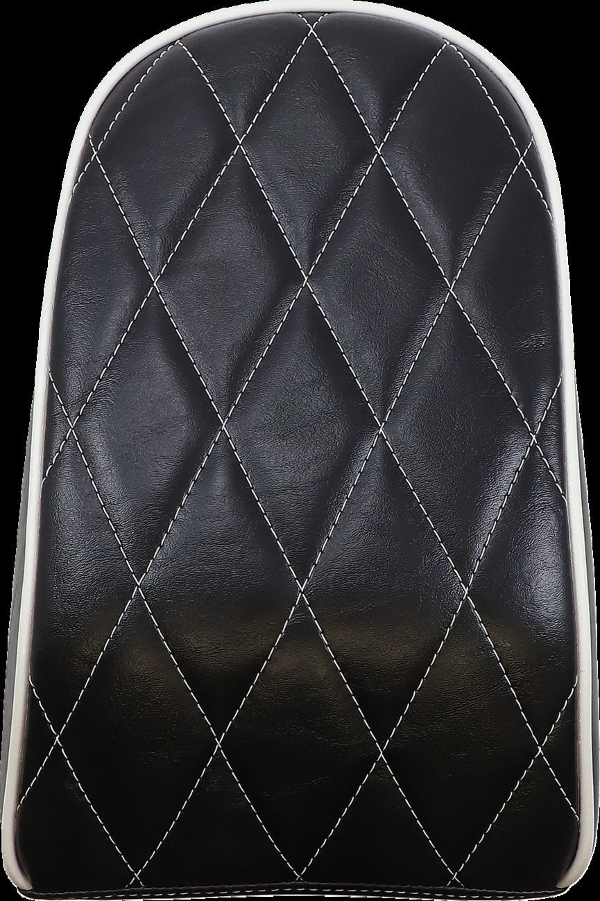 LE PERA Bare Bones Series Pillion Pad — White Piping/Diamond Stitch - Bare Bones Pillion Pad / Diamond / Black w/ White Stitch / FLFB/S '18-'23 0802-1488