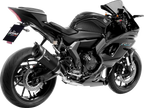 LeoVince 14405SBU black exhaust installed on Yamaha R7 rear view