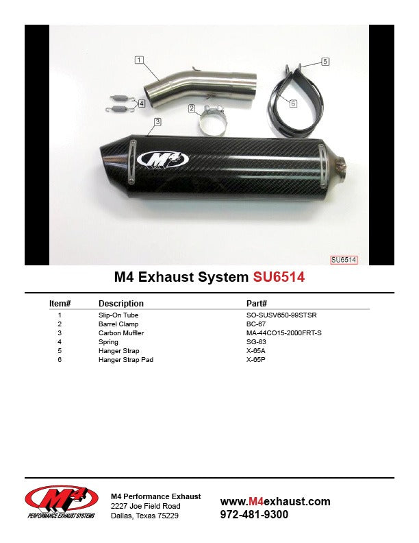 M4 Exhaust 1999-02 Suzuki SV 650 Slip On System – Carbon
