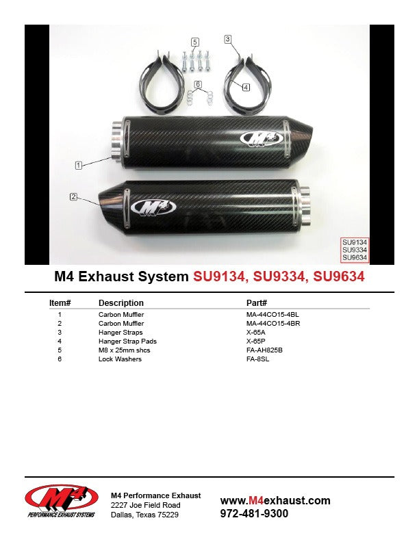 M4 Exhaust 1999-03 Suzuki TL1000R Bolt On – Dual Carbon