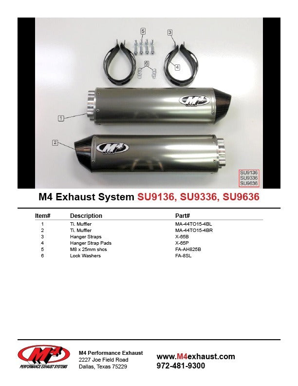 M4 Exhaust 1999-03 Suzuki TL1000R Bolt On – Dual Titanium