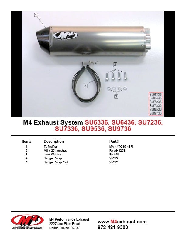 M4 Exhaust 2001-02 Suzuki GSX-R1000 Bolt-On Titanium