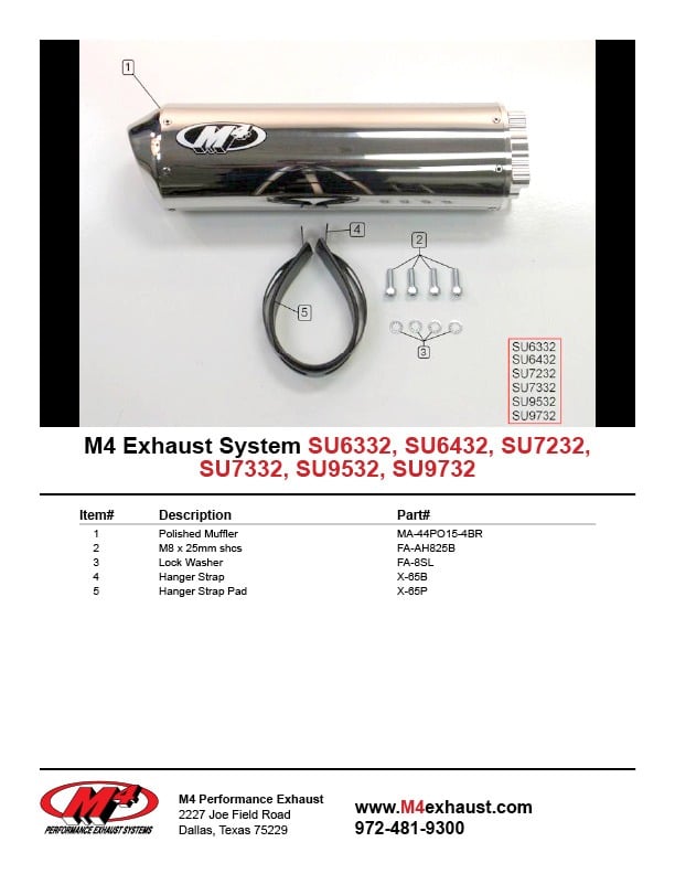 M4 Exhaust 2001-03 Suzuki GSXR 600 Bolt On – Polished