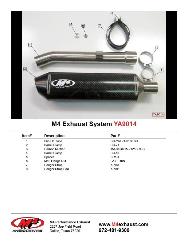M4 Exhaust 2001-05 Yamaha FZ1 Slip On – Carbon