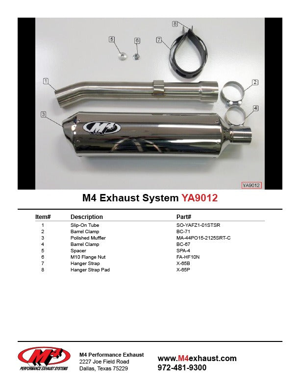 M4 Exhaust 2001-05 Yamaha FZ1 Slip On – Polished