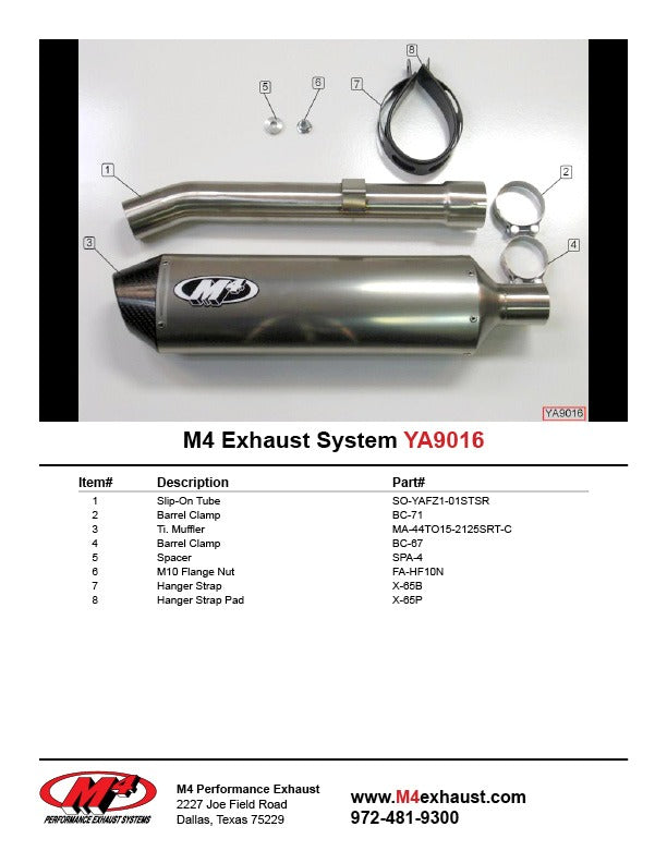M4 Exhaust 2001-05 Yamaha FZ1 Slip On – Titanium