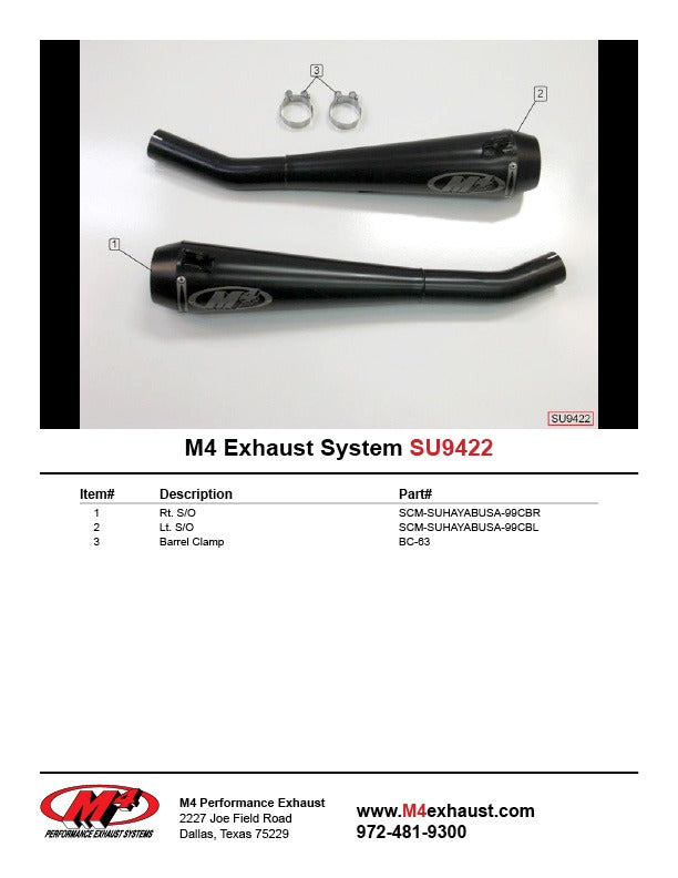 M4 Exhaust 2002-07 Suzuki Hayabusa Slip-On Dual Drag Black