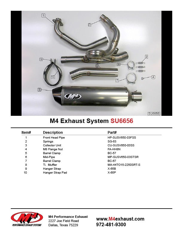 M4 Exhaust 2003 Suzuki SV 650 Full System – Titanium