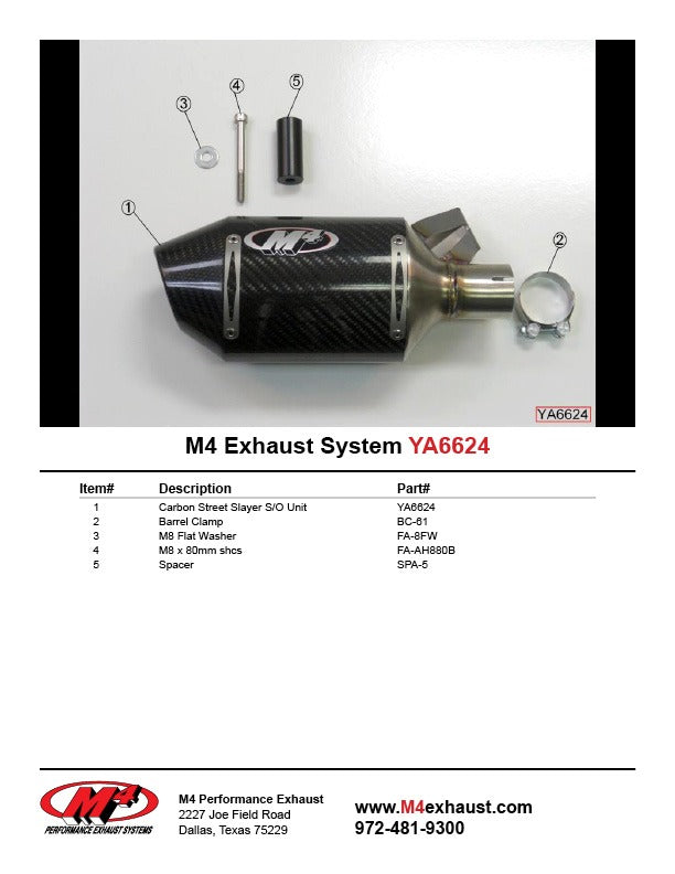M4 Exhaust 2006-2020 Yamaha R6 Slip-On Street Slayer Carbon