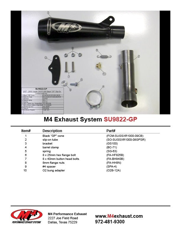 M4 Exhaust 2007-08 Suzuki GSXR 1000 GP Slip On – Black