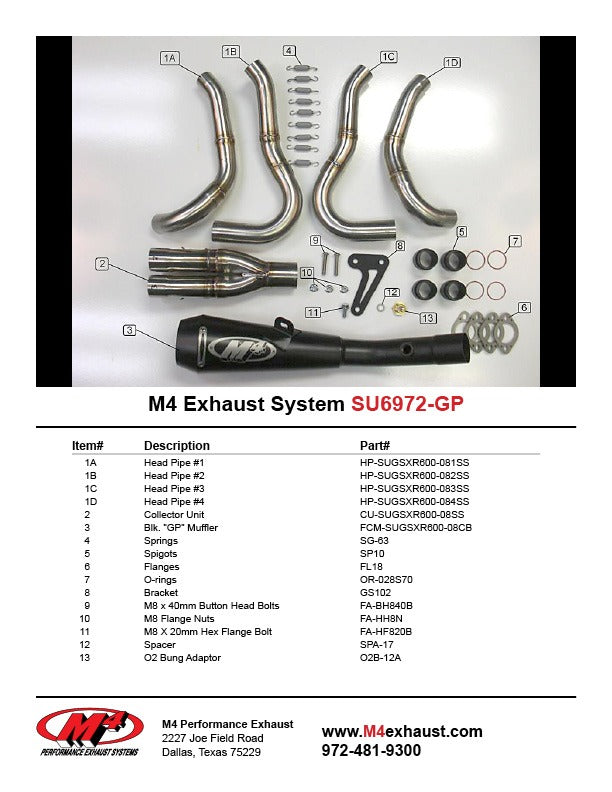M4 Exhaust 2008-10 Suzuki GSXR 600/750 GP Full System – Black