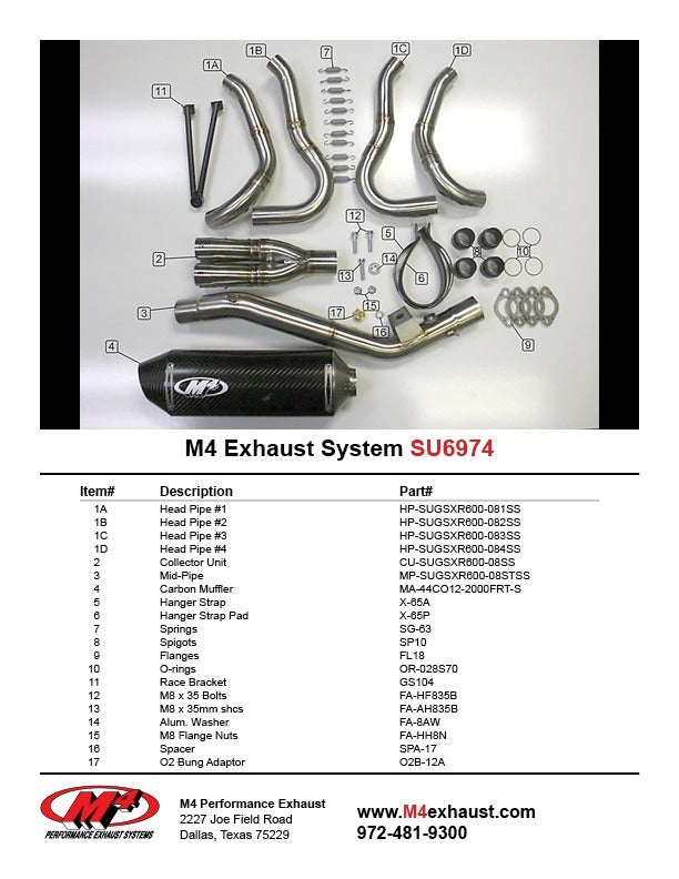 M4 Exhaust 2008-10 Suzuki GSXR 600/750 Race Full – Carbon
