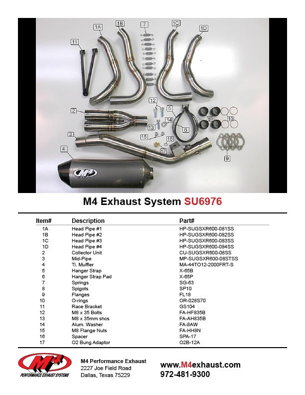 M4 Exhaust 2008-10 Suzuki GSXR 600/750 Race Full – Titanium