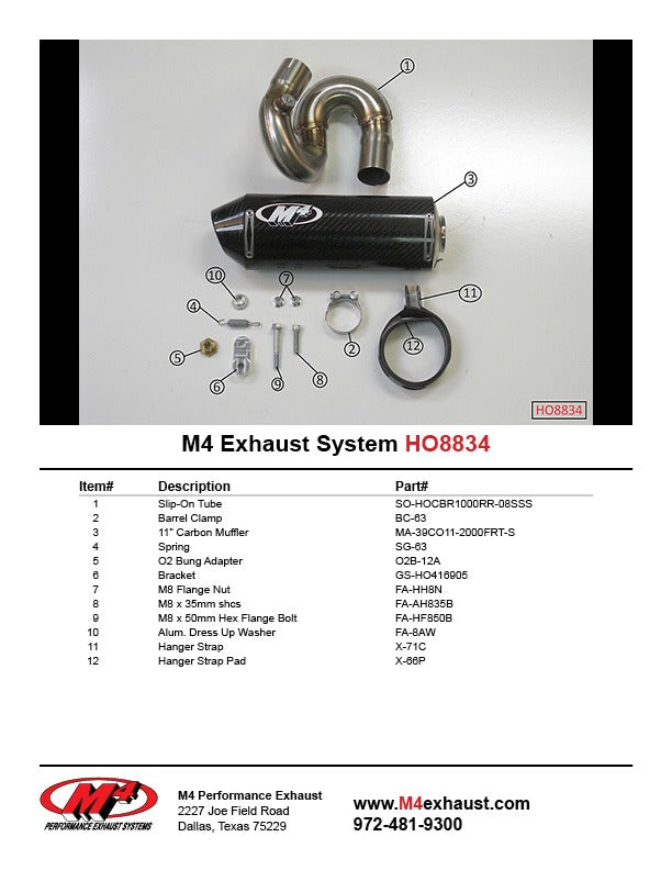 M4 Exhaust 2008-16 Honda CBR1000RR Slip-On Street Slayer Carbon