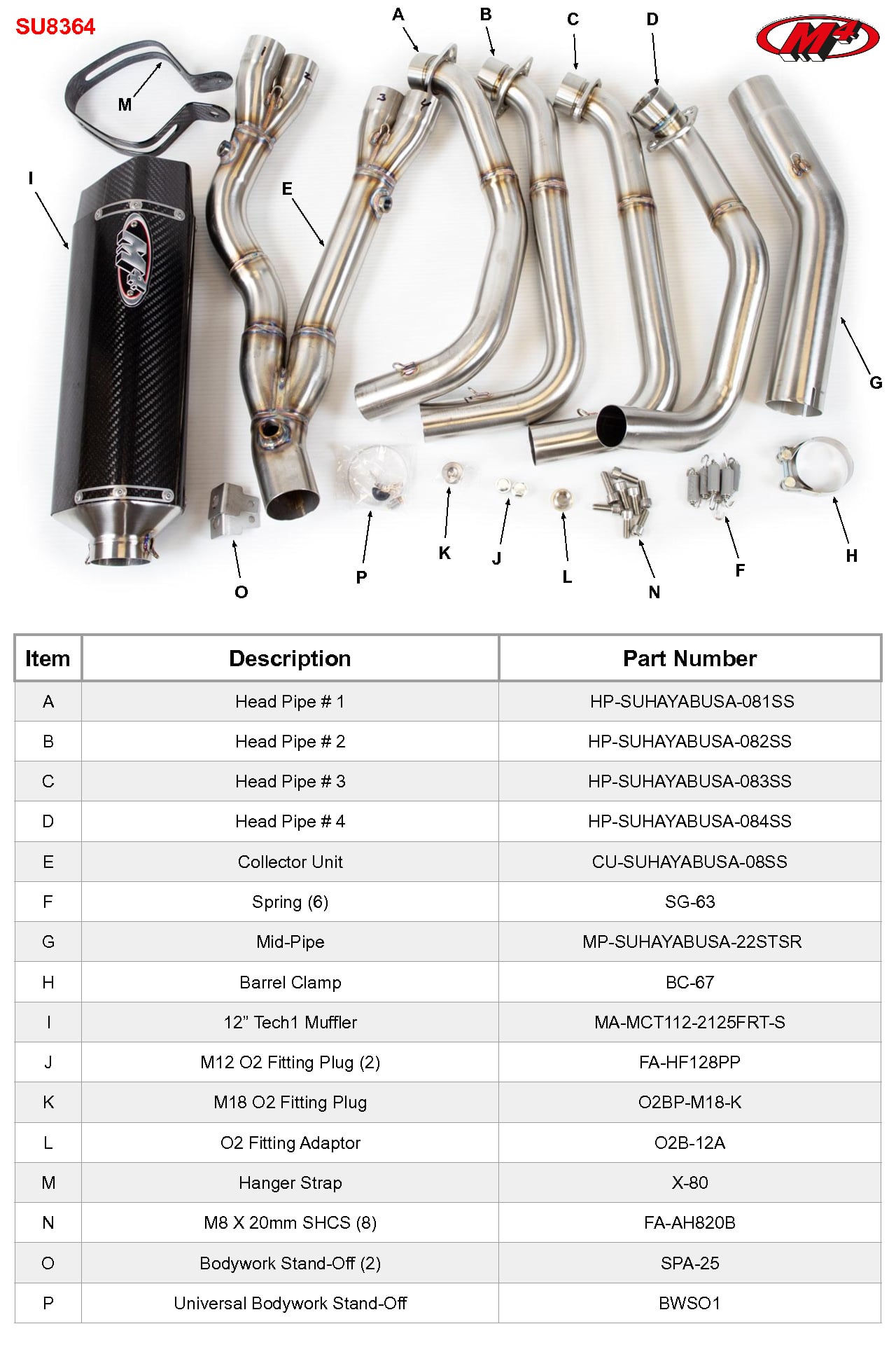 M4 Exhaust 2008-2026 Suzuki Hayabusa Tech1 Full System