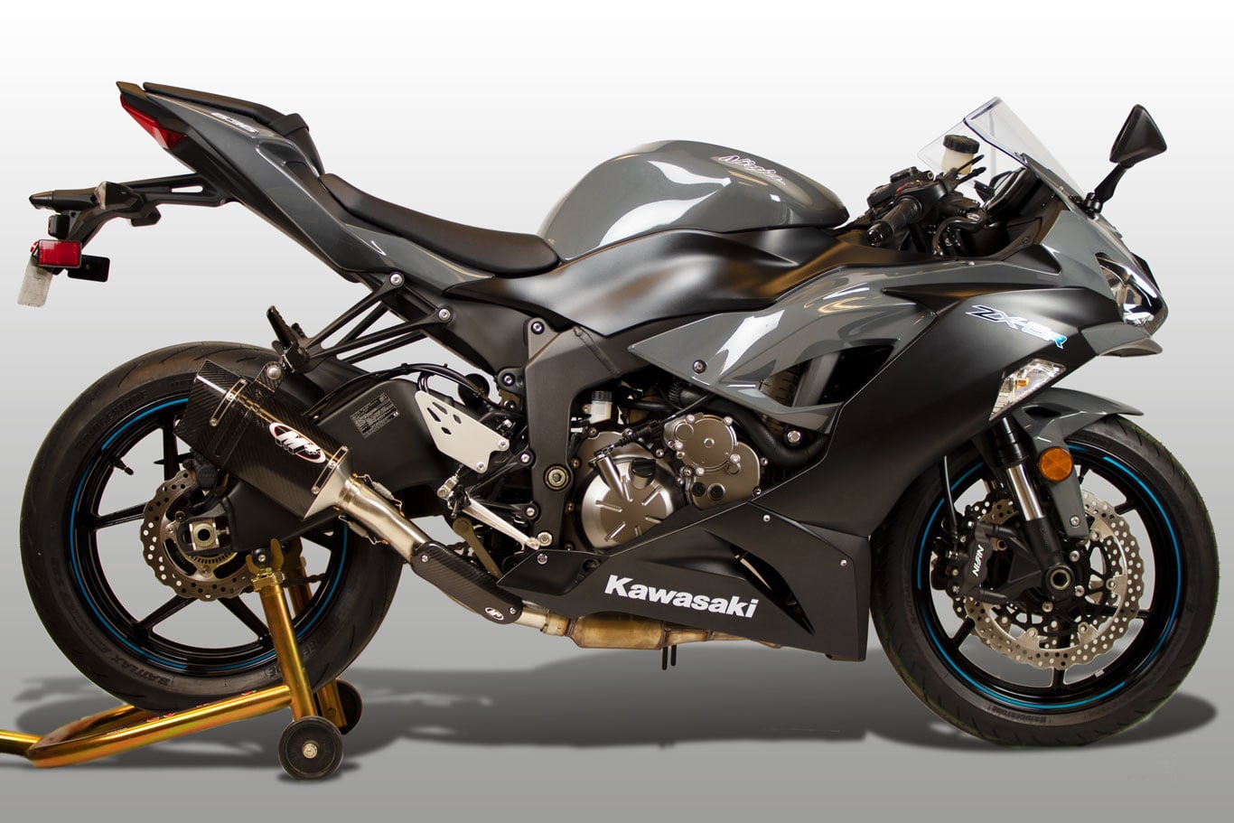 M4 Exhaust 2009-2026 Kawasaki ZX-6R Slip-On Tech1 Carbon