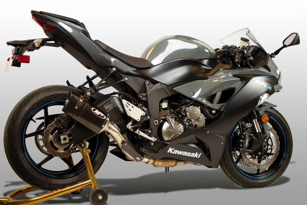 M4 Exhaust 2009-2026 Kawasaki ZX-6R Slip-On Tech1 Carbon