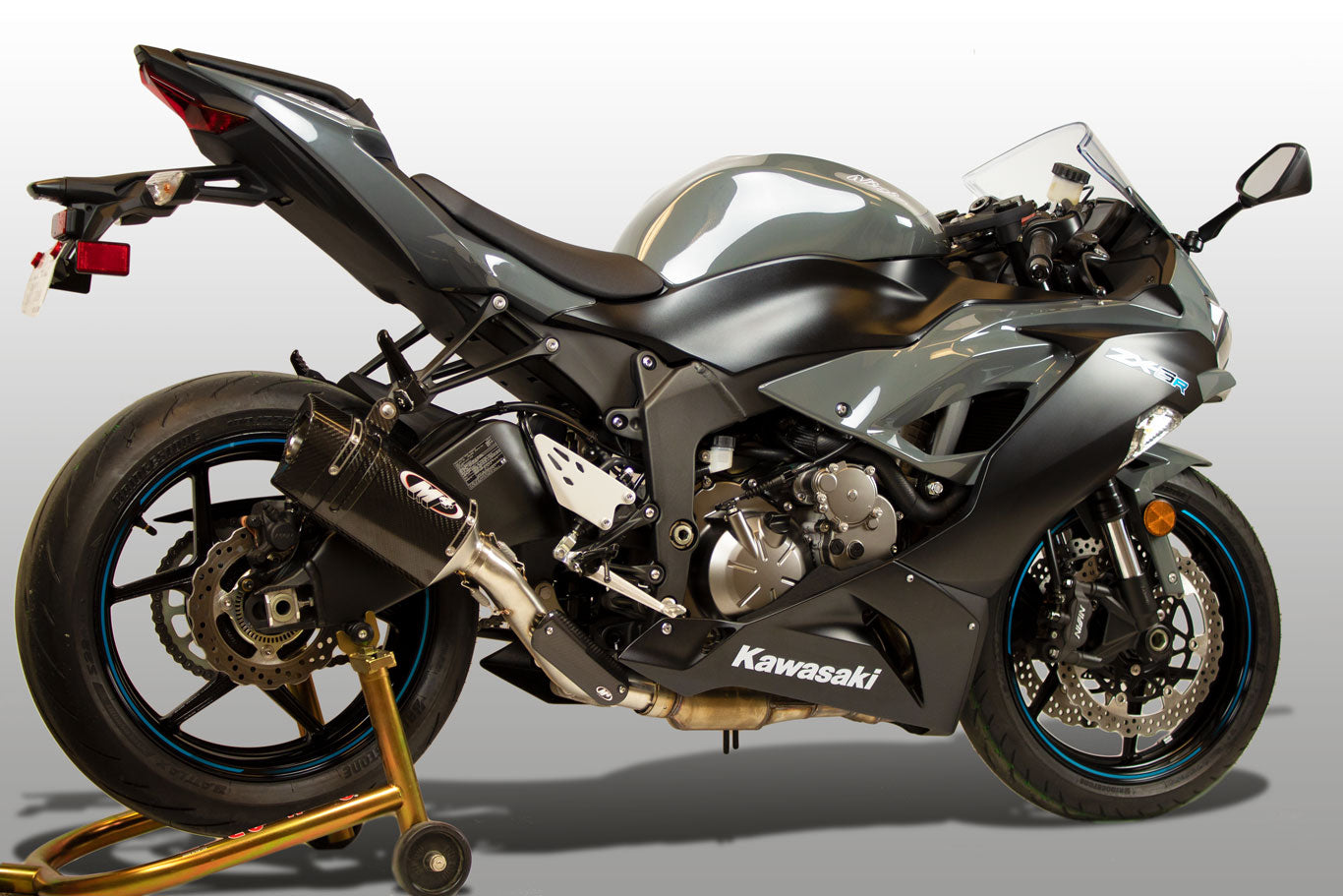 M4 Exhaust 2009-2026 Kawasaki ZX-6R Slip-On Tech1 Carbon